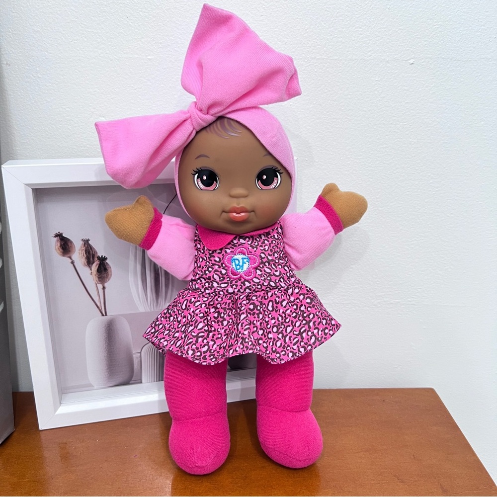 Baby’s First Pink Plush Talking Doll with Bow and Sparkly Dress